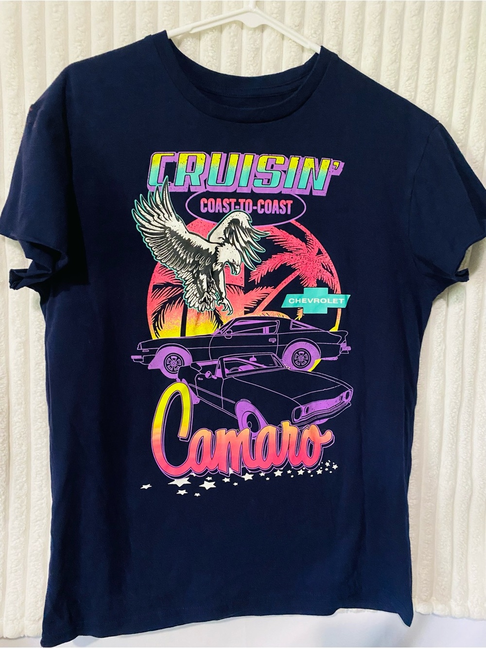 Cruisin' Camaro Graphic Tee - Navy Blue Chevrolet Style